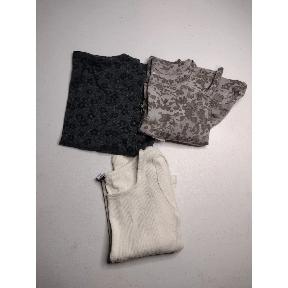 Old Navy Kids Girls Long Sleeve Tops Bundle Size S Floral Leopard White Ribbed